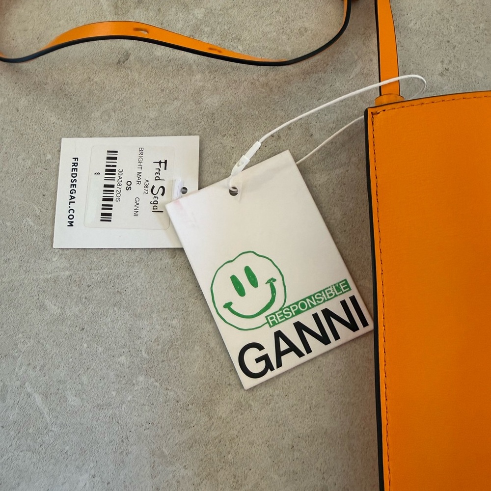 Ganni Orange Embossed Leather Crossbody Bag - Picture 4 of 6
